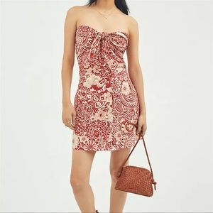 NWT Anthropologie red and cream floral mini dress